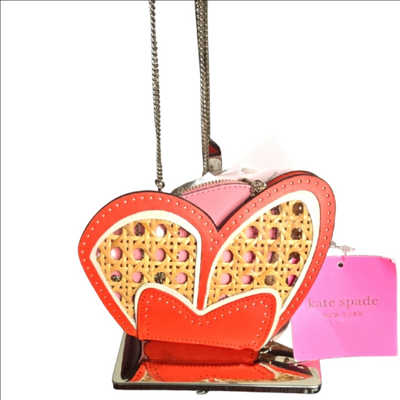 Kate Spade Wing It Wicker Butterfly Coin Purse With Chain NWT! RARE! - Picture 1 of 9